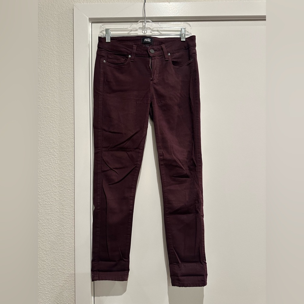 PAIGE Rich Maroon Verdugo Ankle Denim